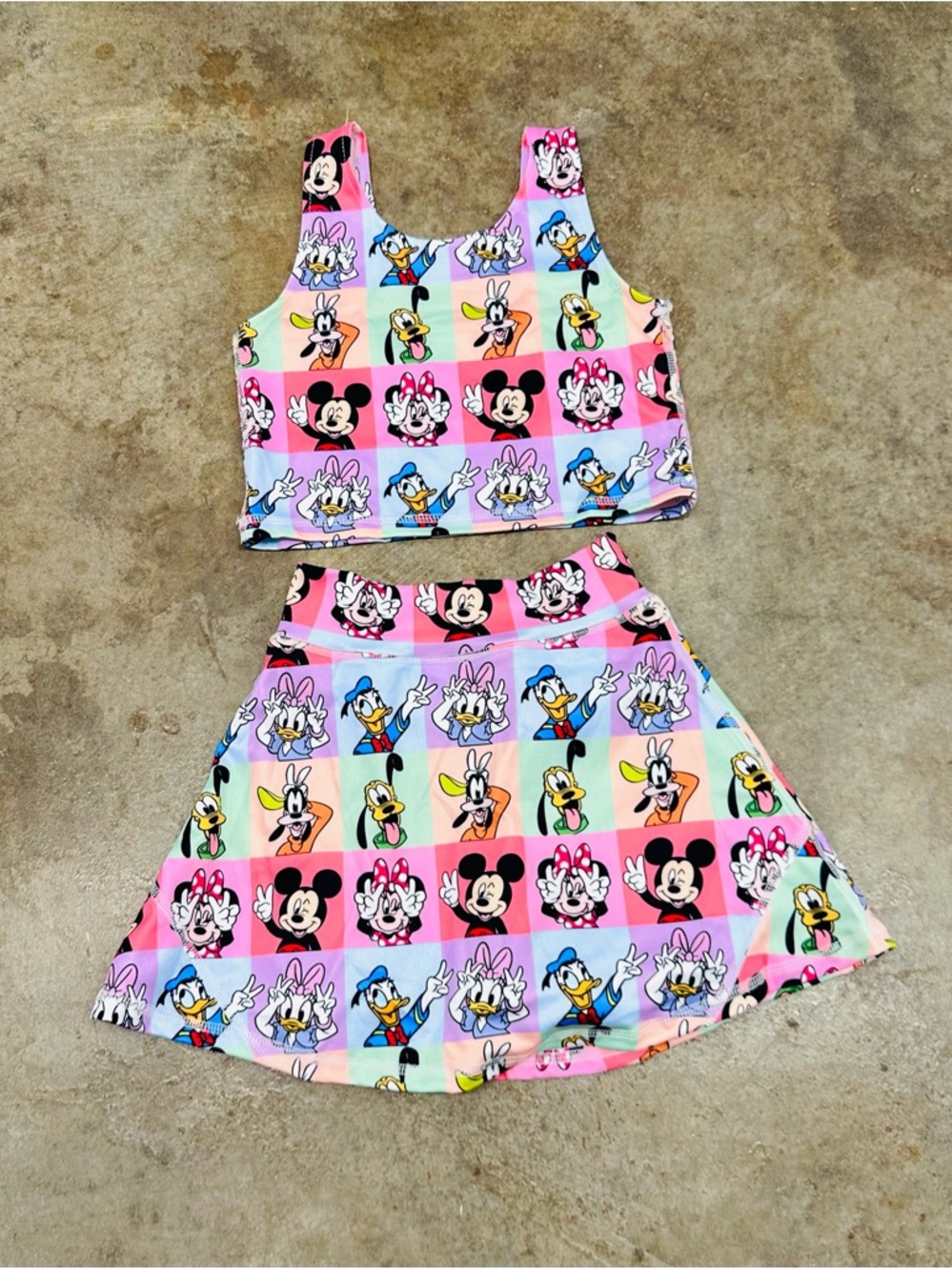 Disney Character Crop Top & Skirt Set - Pastel Multicolor